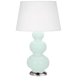 Triple Gourd 32.75" High Mint Glazed Antique Silver Finish Table Lamp