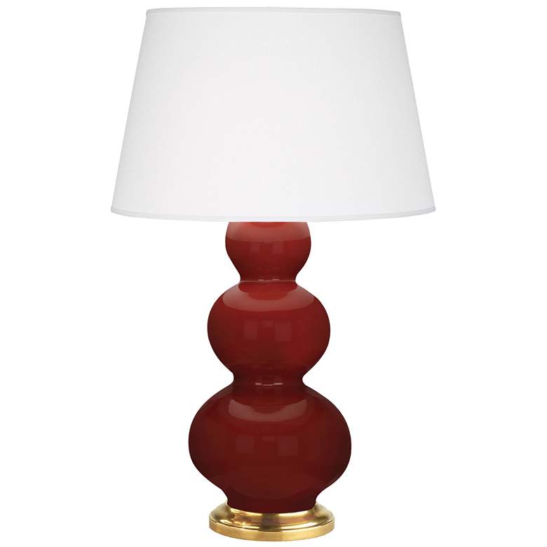 Image 1 Triple Gourd 32.75" High Oxblood Finish Antique Brass Accent Table Lamp