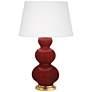 1_Triple Gourd 32.75" High Oxblood Finish Antique Brass Accent Table Lamp