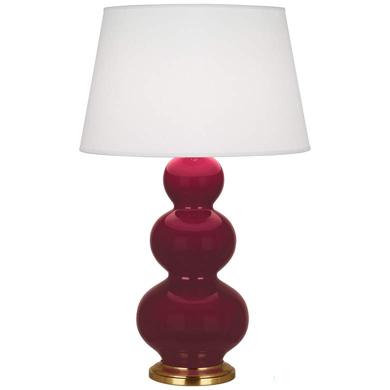 Image 1 Triple Gourd 32.75" High Sugar Plum Finish Antique Brass Accent Table Lamp