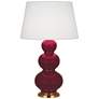 1_Triple Gourd 32.75" High Sugar Plum Finish Antique Brass Accent Table Lamp