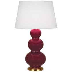 Triple Gourd 32.75" High Sugar Plum Finish Antique Brass Accent Table Lamp