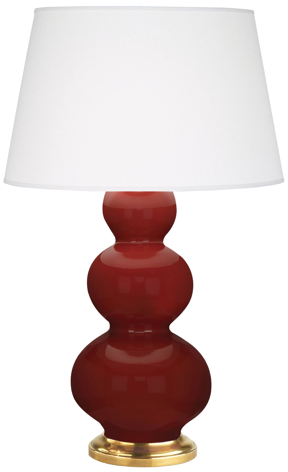 Triple Gourd 32.75"H Oxblood Antique Brass Accent Table Lamp Made to O