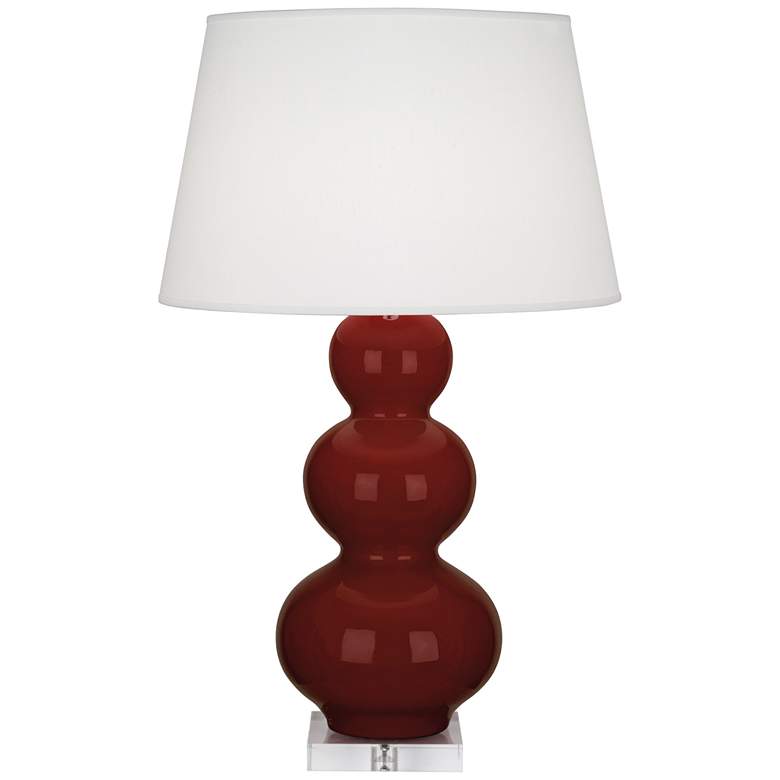 Image 1 Triple Gourd 33" High Oxblood Finish Lucite Accent Table Lamp