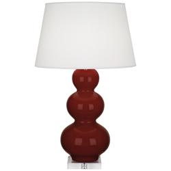 Triple Gourd 33" High Oxblood Finish Lucite Accent Table Lamp
