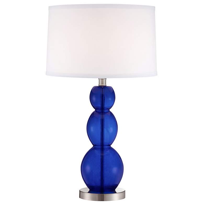 Image 1 Triple Gourd Cobalt Blue Glass Table Lamp
