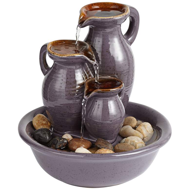 Image 3 Triple Jug Indoor-Outdoor 8 1/4" High Tabletop Fountain