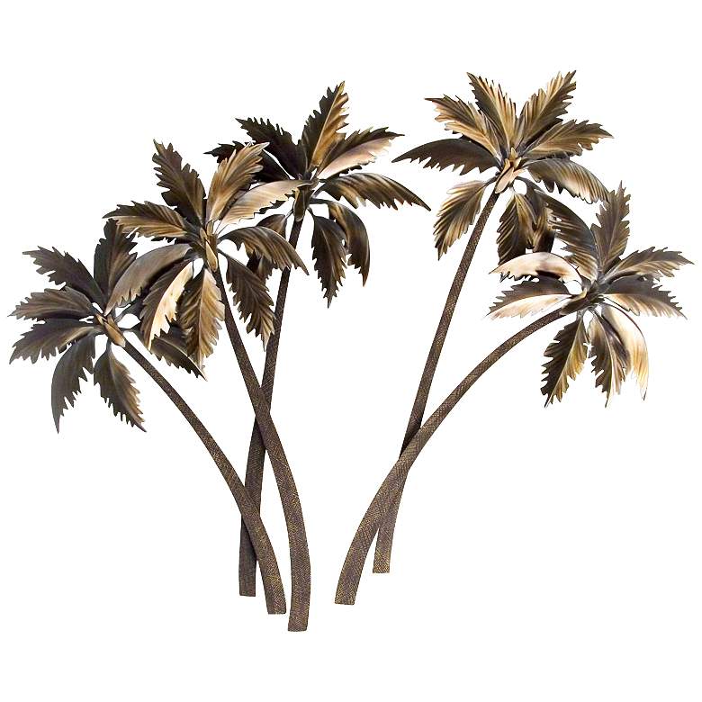 Image 2 Triple Palasari Palms 44 inch High Metal Wall Art more views