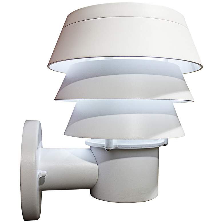 Image 1 Triple Tier 10" High White Solar LED Outdoor Wall Light