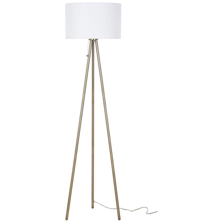 Image 1 Tripod 61.25" High Antique Brass Floor Lamp