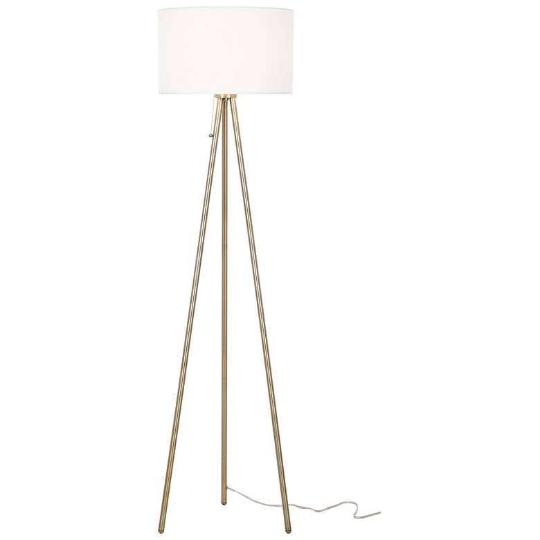 Image 2 Tripod 61.25" High Antique Brass Floor Lamp more views