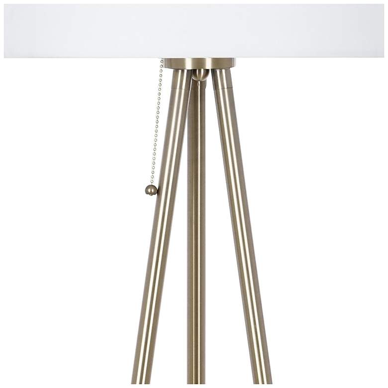 Image 5 Tripod 61.25" High Antique Brass Floor Lamp more views