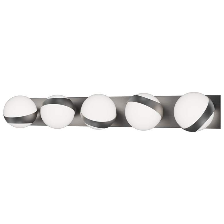 Image 1 Tripoli 4.5"H x 33"W 5-Light Bath Vanity & Wall Light in Brushed Nickel