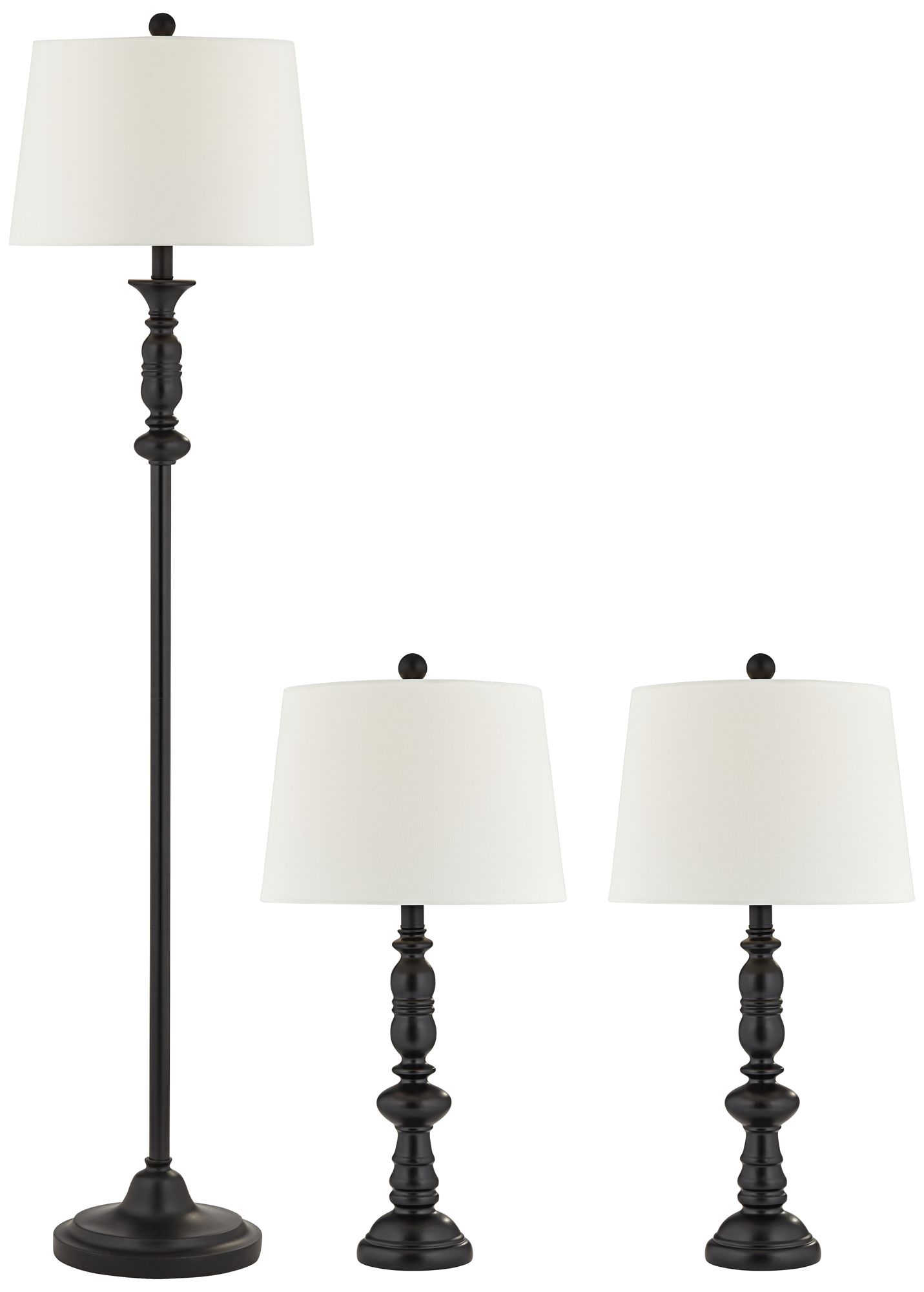 Tripoli Black 3Piece Floor and Table Lamps Set 663C2 Lamps Plus