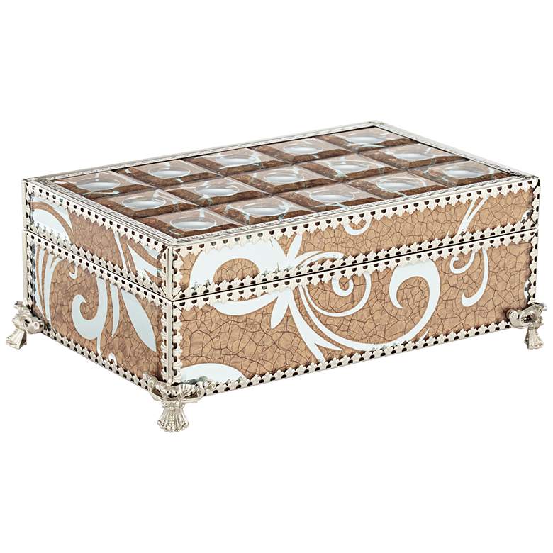 Image 1 Trish Silver Crackled Bronze 10 3/4"W Mirrored Jewelry Box