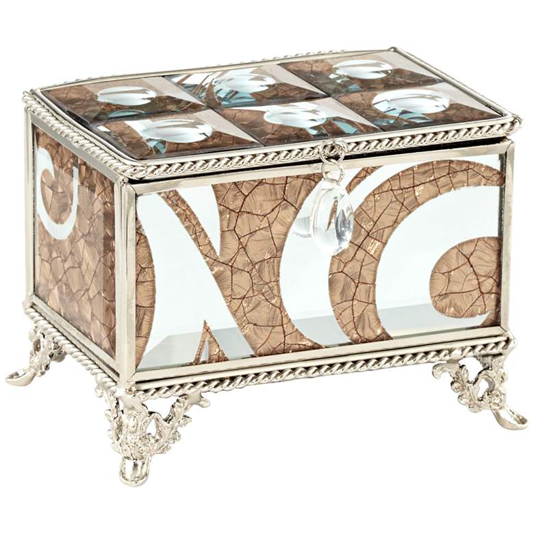 Image 1 Trish Silver Crackled Bronze 4 1/2"W Mirrored Jewelry Box