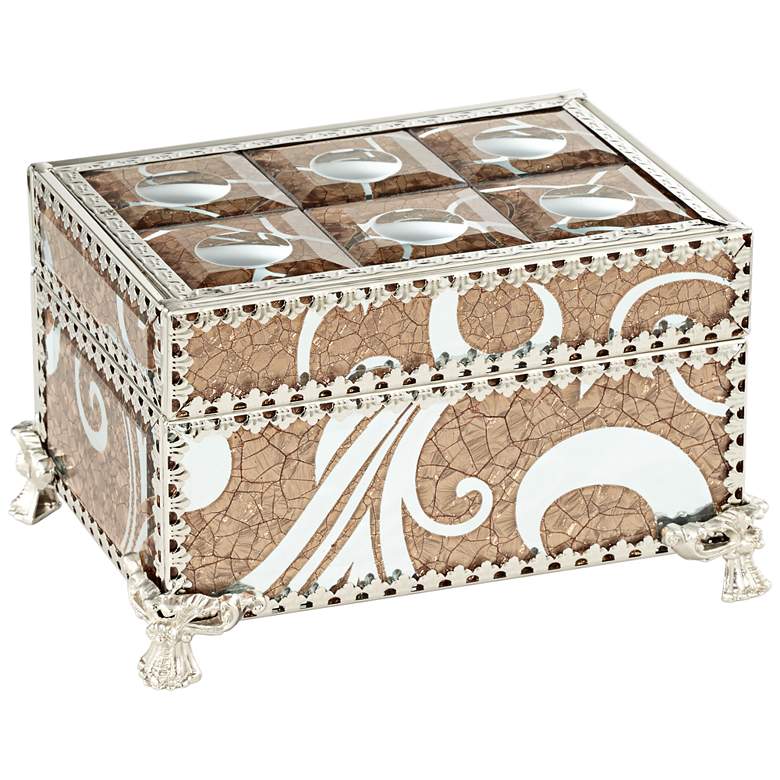 Image 1 Trish Silver Crackled Bronze 6 3/4" W Mirrored Jewelry Box
