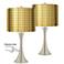 Trish Touch Table Lamps with Puffs Gold Shades by Inspire Me Home Set of 2