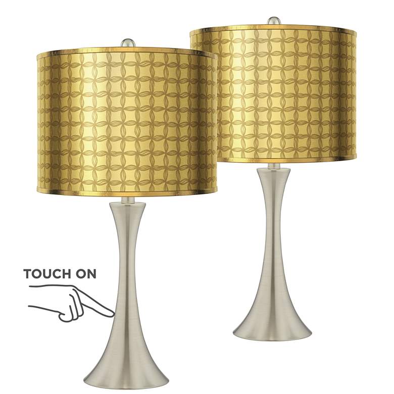 Image 1 Trish Touch Table Lamps with Puffs Gold Shades by Inspire Me Home Set of 2