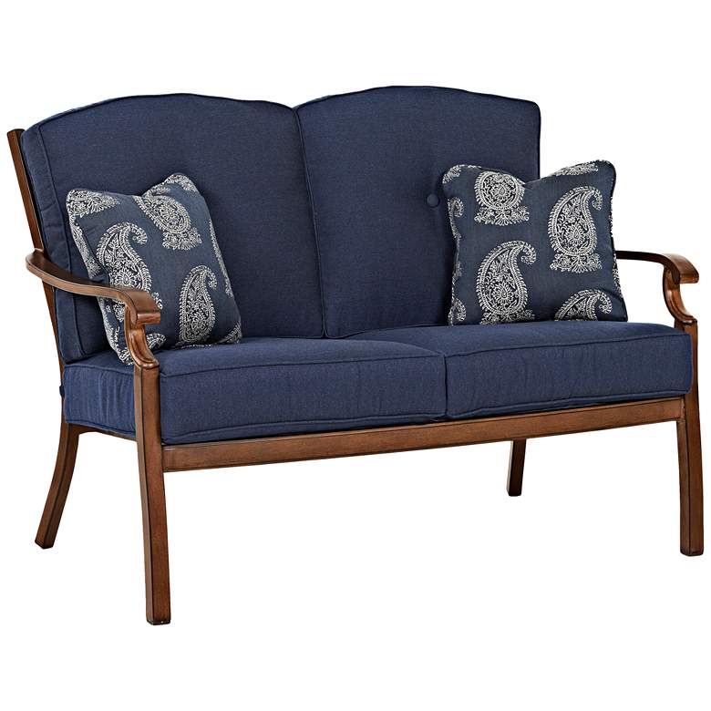 Image 1 Trisha Yearwood Denim Fabric Coffee Outdoor Loveseat