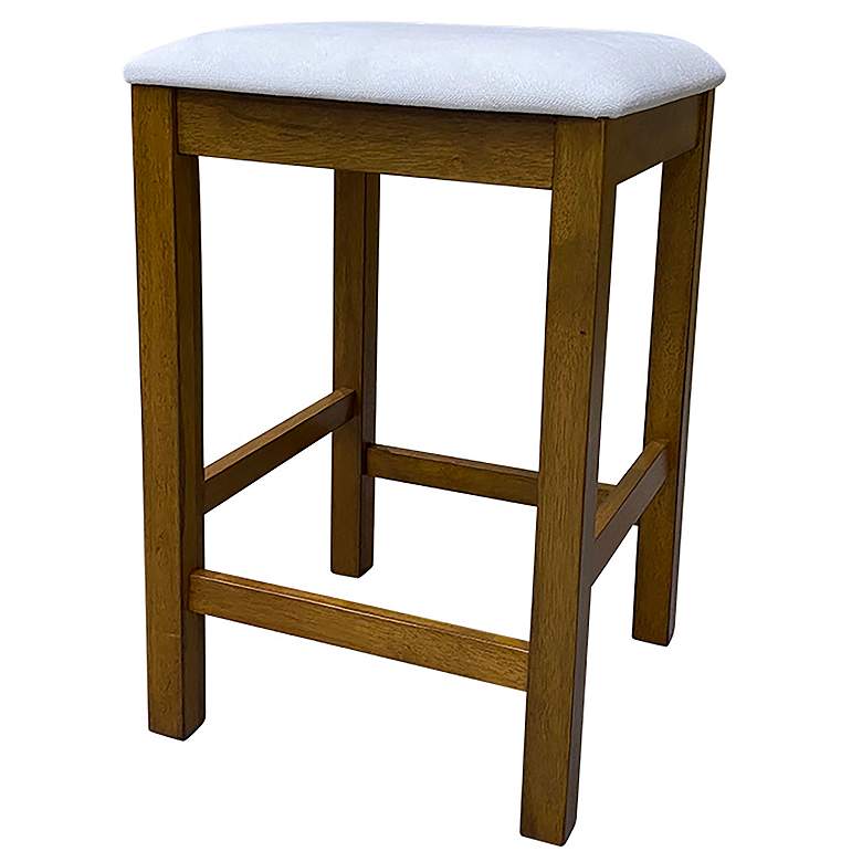 Image 1 Tristan White Upholstered Golden Oak Backless Counter Stool Set of 2