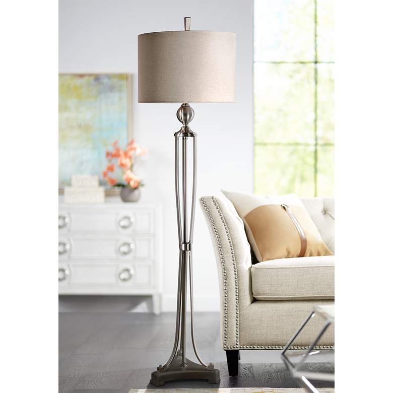 Image 1 Tristana 63" High Brushed Nickel Floor Lamp by Uttermost