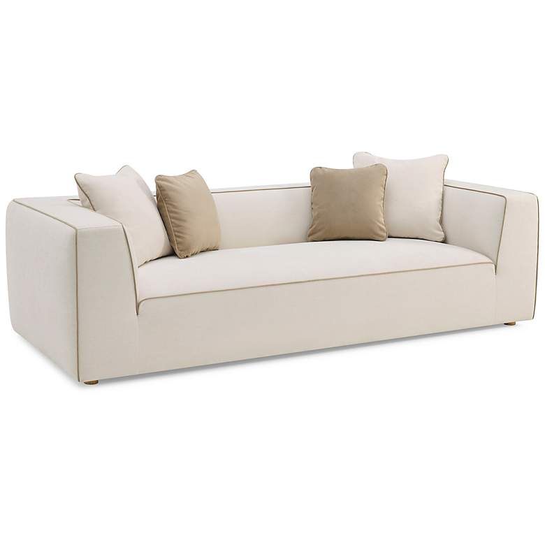 Image 3 Tristine 96" Cream Linen Sofa more views