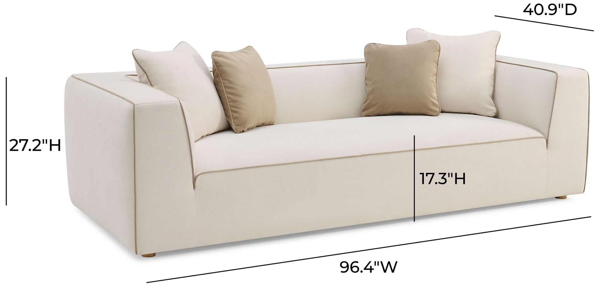 Image 6 Tristine 96" Cream Linen Sofa more views