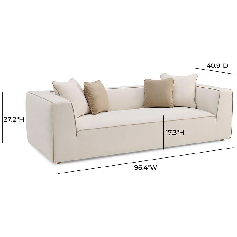 Image 6 Tristine 96" Cream Linen Sofa more views