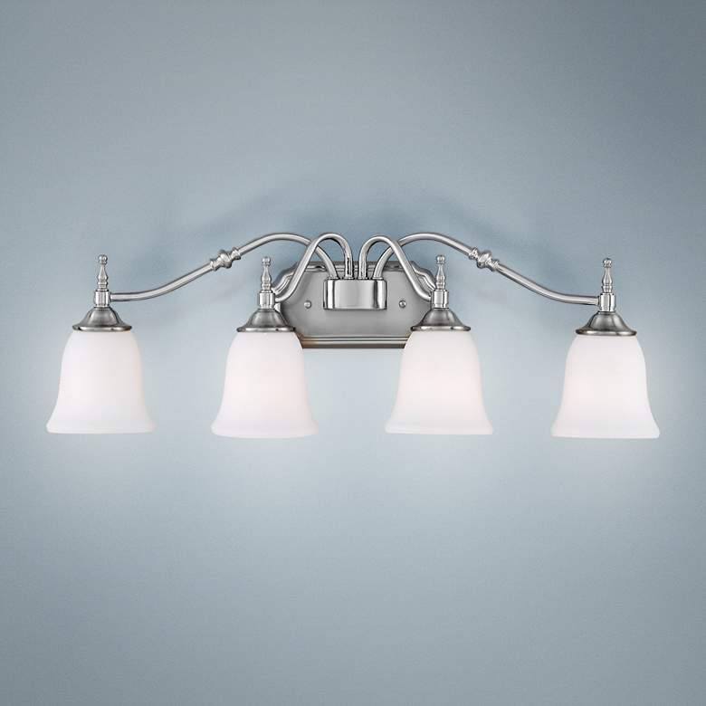 Image 1 Tritan Nickel Finish 30 1/2 inch Wide Four Light Bath Fixture