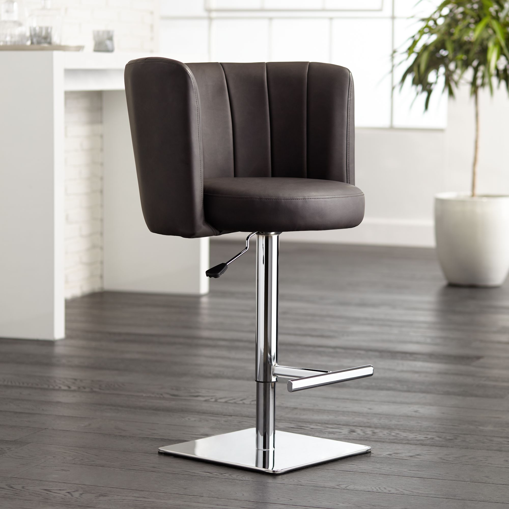 brown leather adjustable bar stools