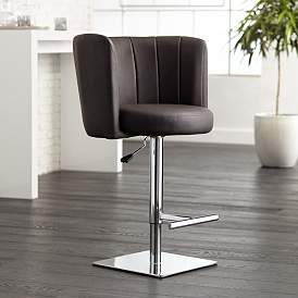 Image1 of Triton Brown Faux Leather Swivel Adjustable Bar Stool
