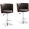 Triton Brown Faux Leather Swivel Adjustable Stools Set of 2
