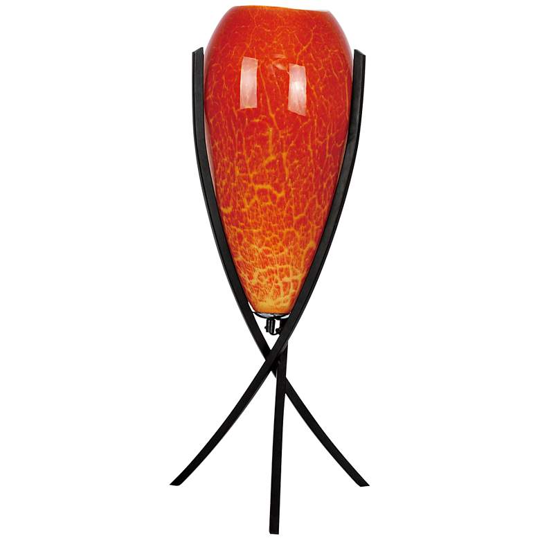 Image 1 Triumph Amber Crackled Glass Accent Lamp