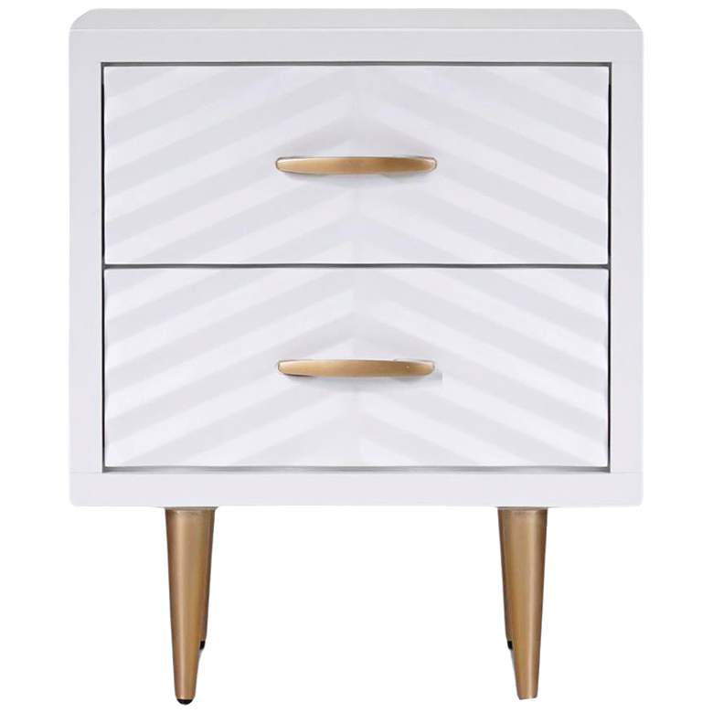 Image 1 Trixie 20" Wide Solid White Wood 2-Drawer Nightstand