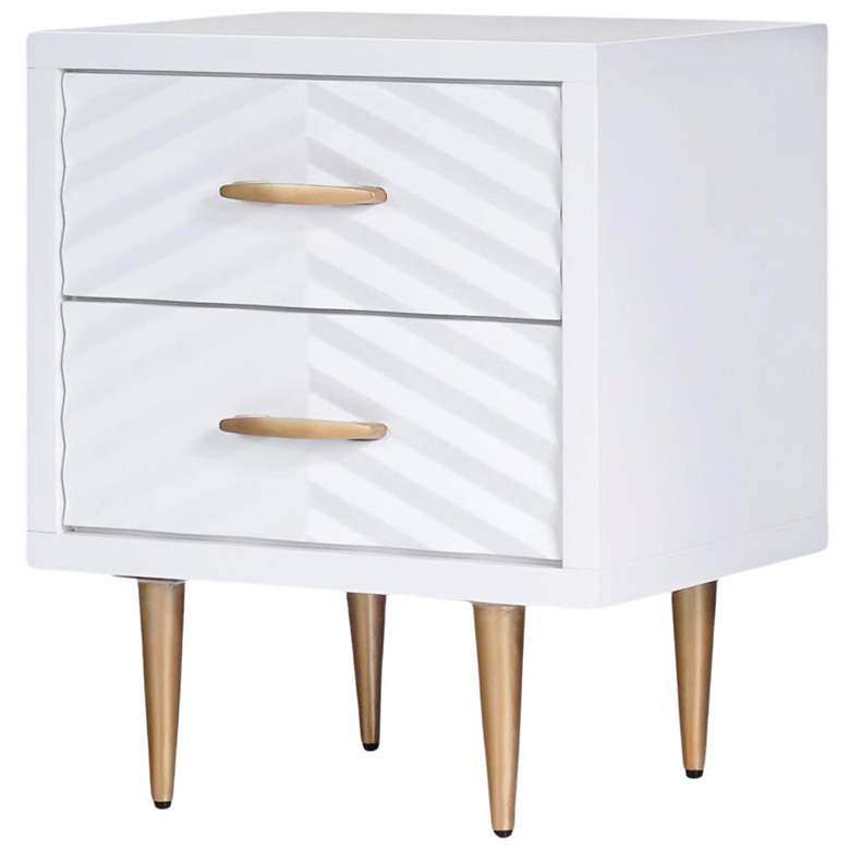 Image 2 Trixie 20" Wide Solid White Wood 2-Drawer Nightstand more views