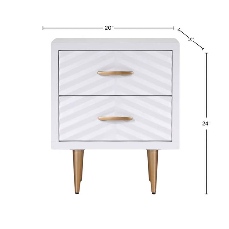 Image 3 Trixie 20" Wide Solid White Wood 2-Drawer Nightstand more views
