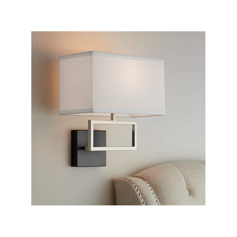 Image 1 Trixie Brushed Steel Rectangle Hardwire Wall Lamp