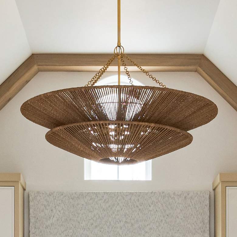 Image 2 Tropea Gold Leaf 6 Light Pendant