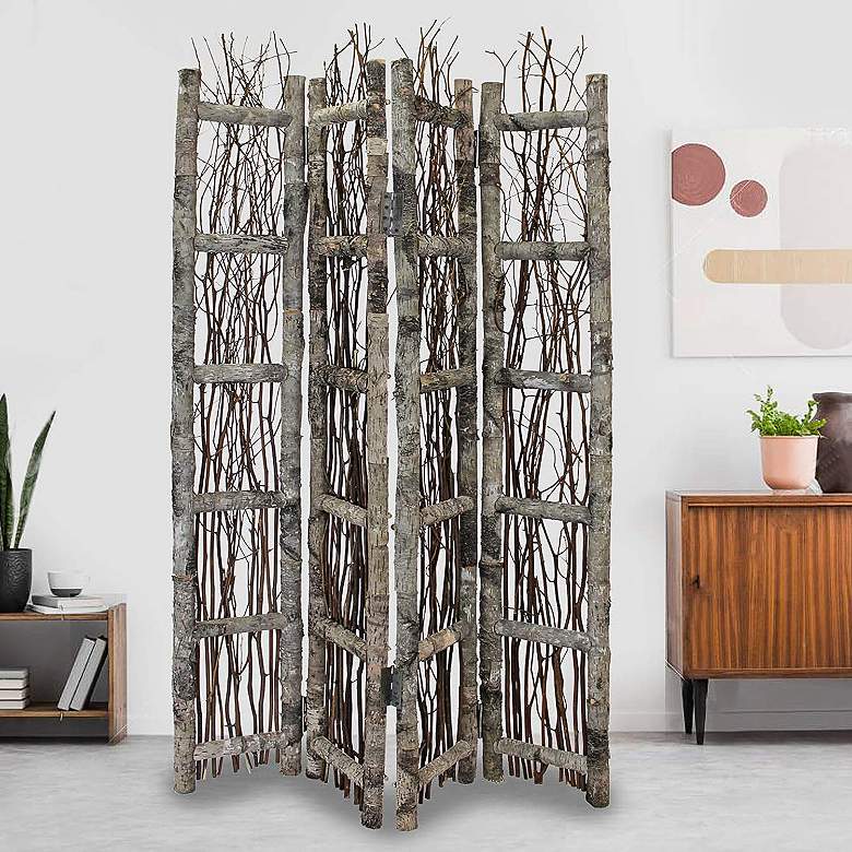 Image 1 Tropez 48" Wide Natural Birch Wood Screen/Room Divider