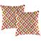 Tropez Coral 18" Square Outdoor Toss Pillow Set of 2