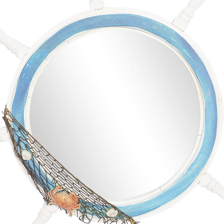 Image 4 Tropez Matte White and Blue 26" Round Wall Mirror more views