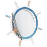 Tropez Matte White and Blue 26" Round Wall Mirror