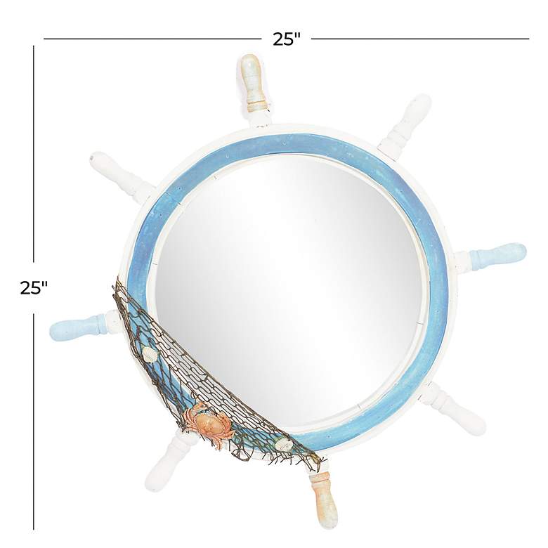 Image 7 Tropez Matte White and Blue 26" Round Wall Mirror more views