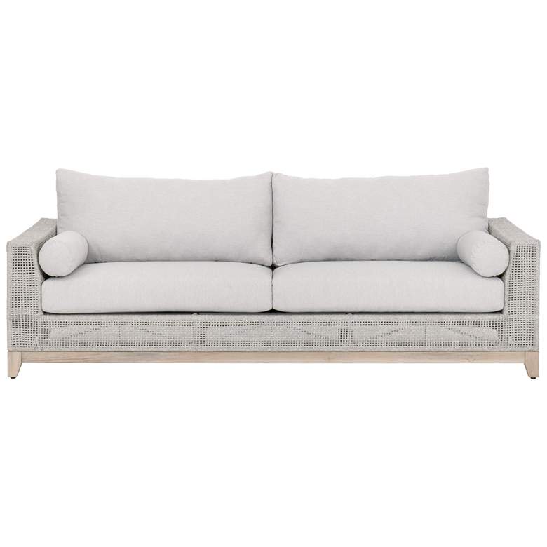 Image 1 Tropez Outdoor 90" Sofa, Taupe & White Flat Rope, Performance Pumi