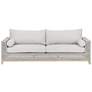 Tropez Outdoor 90" Sofa, Taupe &#38; White Flat Rope, Performance Pumi