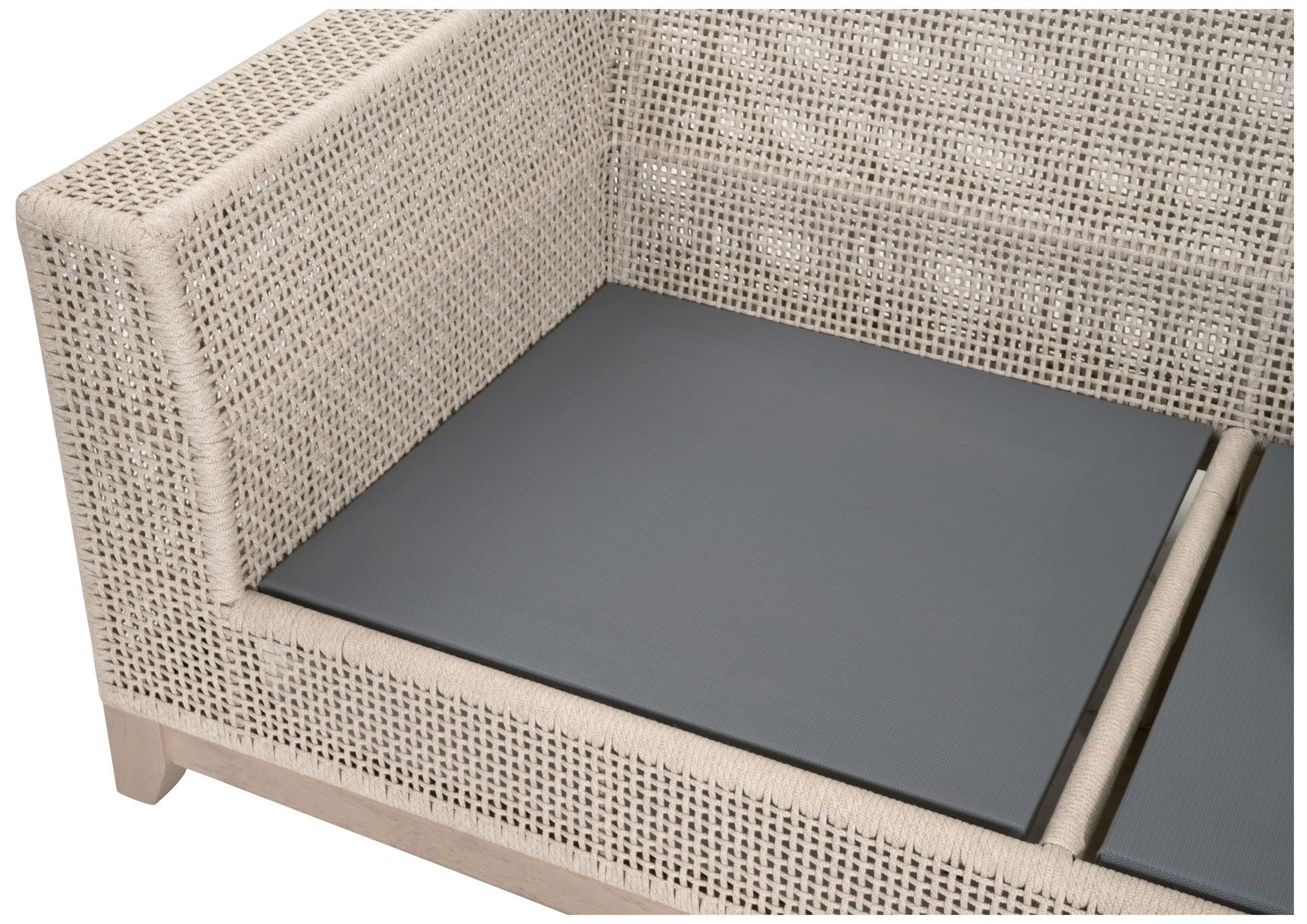 Tropez Outdoor 90" Sofa, Oat Flat Rope, Performance Ecru Weave