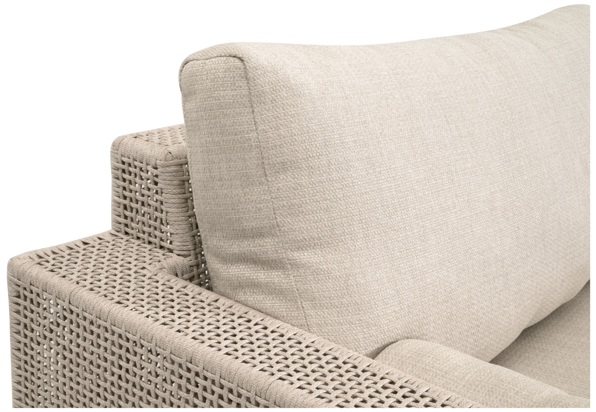Tropez Outdoor 90" Sofa, Oat Flat Rope, Performance Ecru Weave