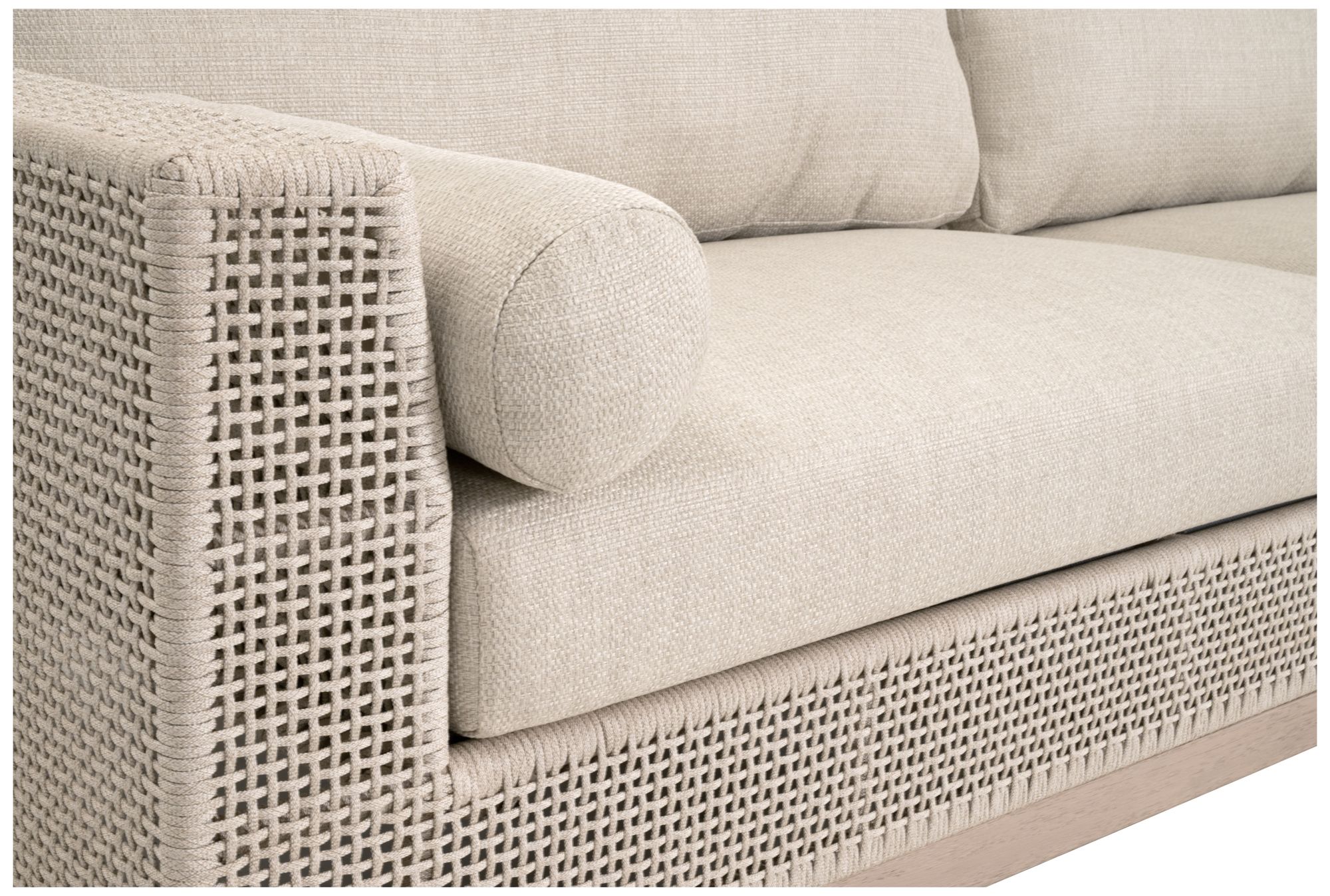 Tropez Outdoor 90" Sofa, Oat Flat Rope, Performance Ecru Weave