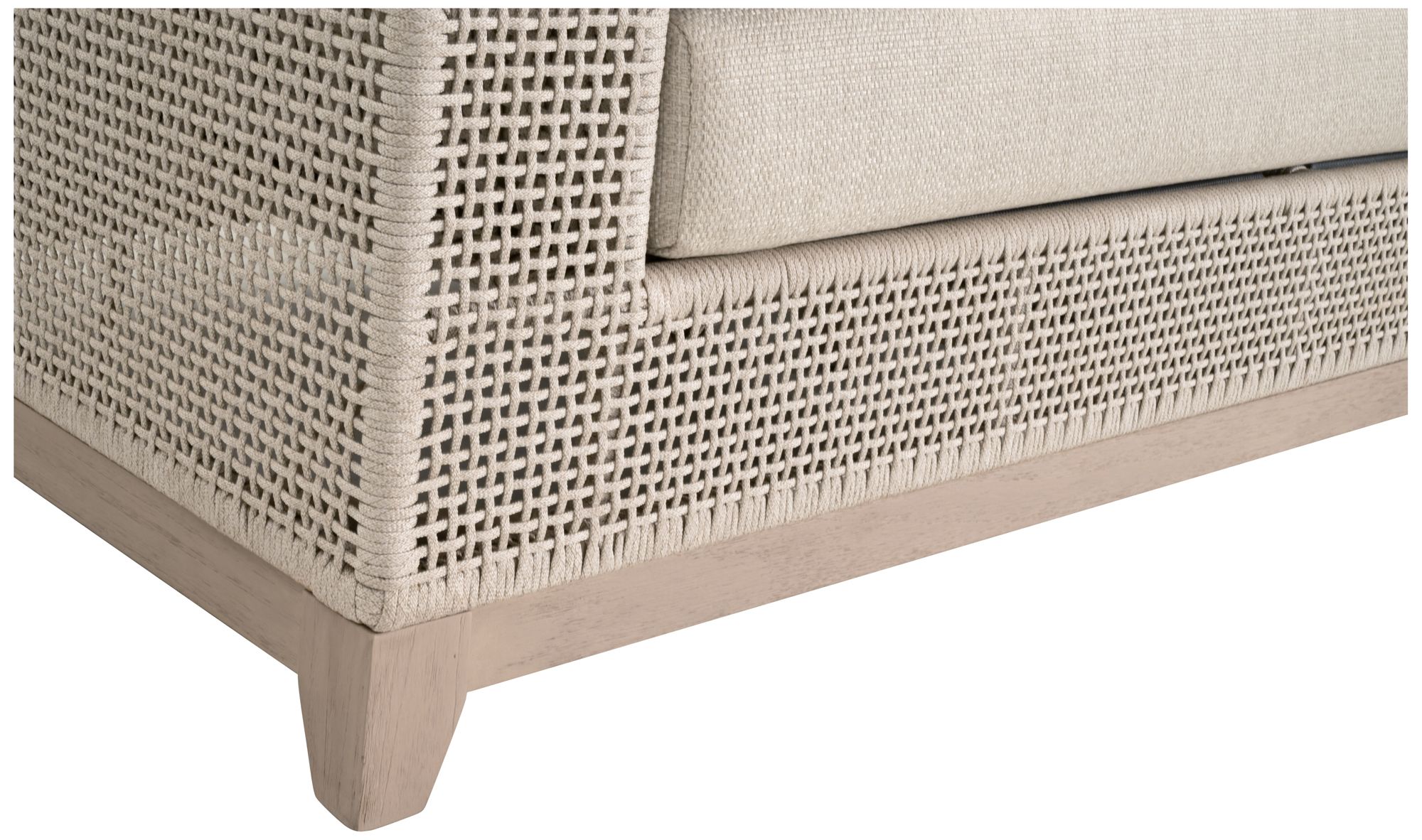 Tropez Outdoor 90" Sofa, Oat Flat Rope, Performance Ecru Weave